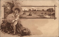 Thanksgiving Scene Children Postcard Postcard