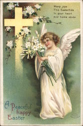 A Peaceful Happy Easter With Angels Postcard Postcard