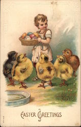 Easter Greetings With Chicks Postcard Postcard