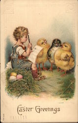 Easter Greetings With Chicks Postcard Postcard