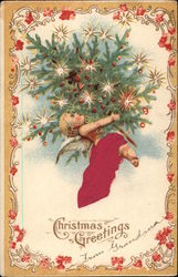 Christmas Greetings Angels Postcard Postcard