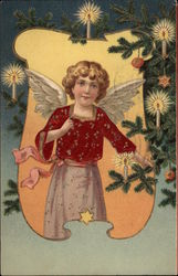 Angel with Christmas Tree Angels Postcard Postcard