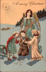 A Merry Christmas Angels Postcard Postcard