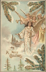 A Merry Christmas Angels Postcard Postcard