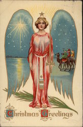 Christmas Greetings Angels Postcard Postcard