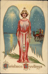 Christmas Greetings Angels Postcard Postcard