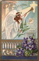 May Your Easter Be Bright and Happy With Angels Postcard Postcard