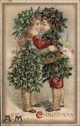 A Merry Christmas Children Postcard Postcard