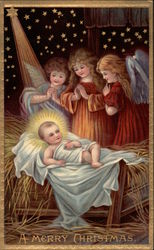 A Merry Christmas Angels Postcard Postcard