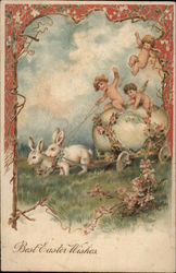 Best Easter Wishes With Bunnies Postcard Postcard