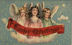 Easter Greetings With Angels Postcard Postcard