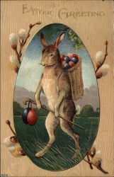 Easter Greeting With Bunnies Postcard Postcard