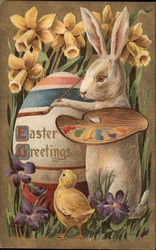 Easter Greetings With Bunnies Postcard Postcard