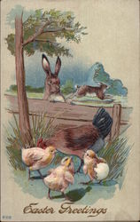 Easter Greetings With Chicks Postcard Postcard