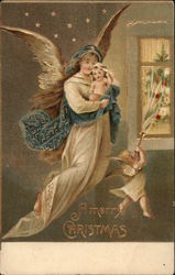 A Merry Christmas Angels Postcard Postcard