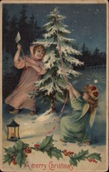 A Merry Christmas Children Postcard Postcard