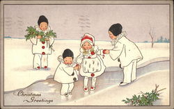 Christmas Greetings Children Postcard Postcard