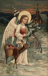 Merry Christmas Angels Postcard Postcard