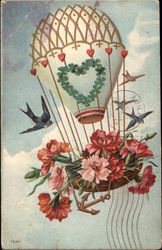 Hot Air Balloon with Heart Romance & Love Postcard Postcard