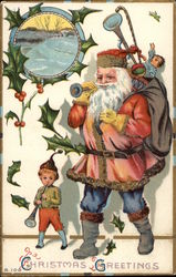 Christmas Greetings Santa Claus Postcard Postcard