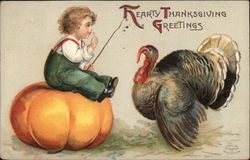 Hearty Thanksgiving Greetings Turkeys Postcard Postcard