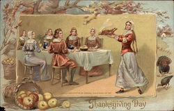 Thanksgiving Day Pilgrims Postcard Postcard