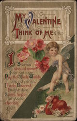 My Valentine Think of Me Cupid Postcard Postcard