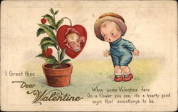 I greet thee dear Valentine Children Postcard Postcard