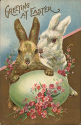 Greeting At Easter With Bunnies Postcard Postcard