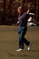 Bill Clinton Playing Golf Postcard