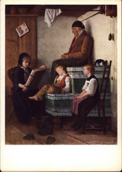 Grandfather and Children by Albert Anker Art Postcard Postcard