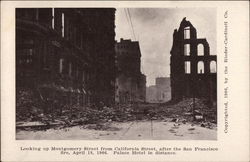 Looking up Montgomery Street from California Street Postcard