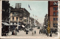 Kearny Street, Looking North From Lotta's Fountain at Junction Market and Geary Streets Postcard