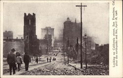 Looking Up California Street After the Earthquake and Fire, April 18, 1906 Postcard