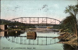 Bridge at Livermore Falls, ME Postcard