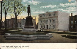 Kearny Statue, Military Park and American Insurance Co Newark, NJ Postcard Postcard