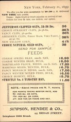 Simpson, Hendee & Co. Rate Card New York, NY Postcard Postcard