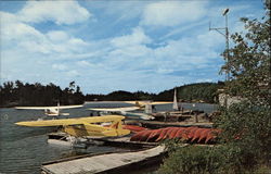 View of Dock of Lakeland Airways on Lake Timagami Postcard