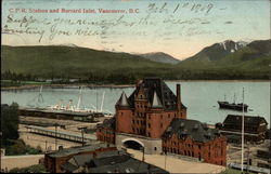 CPR Station and Burrard Inlet Postcard