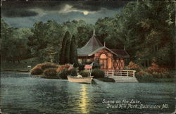 Scene on the Lake, Druid Hill Park Baltimore, MD Postcard Postcard