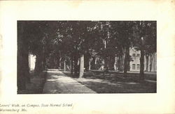 Lovers' Walk, on Campus, State Normal School Postcard