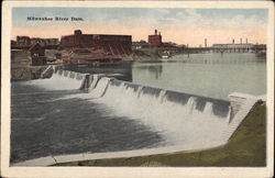 Milwaukee River Dam Wisconsin Postcard Postcard