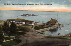 McKinley Bathing Beach and Milwaukee Yacht Club Postcard