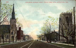 College Avenue West from Park Ave Appleton, WI Postcard Postcard