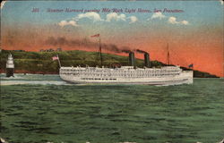 Steamer Harvard passing Mile Rock Light House Postcard