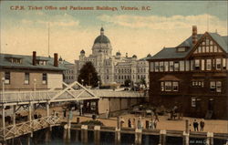 Ticket Office and Parliament Buildings Postcard