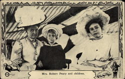 Mrs. Robert Peary and Children Postcard