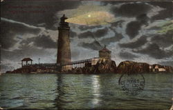 Moonlight on Boston Harbor Massachusetts Postcard Postcard