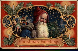 Christmas Greetings Santa Claus Postcard Postcard