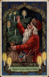 Santa Claus with Christmas Tree Postcard Postcard